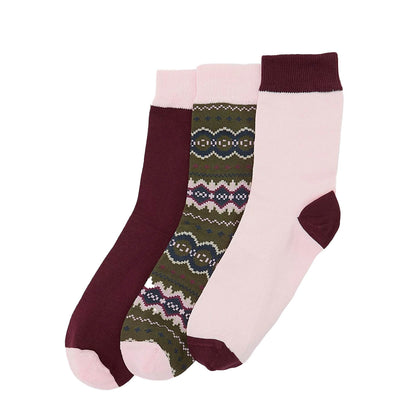 Barbour Womens Helen Fair Isle Sock Gift Set Olive