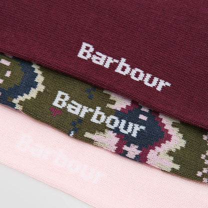 Barbour Womens Helen Fair Isle Sock Gift Set Olive