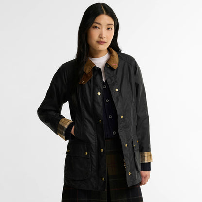 Barbour Womens Icons Beadnell Wax Jacket Navy / Birchwood
