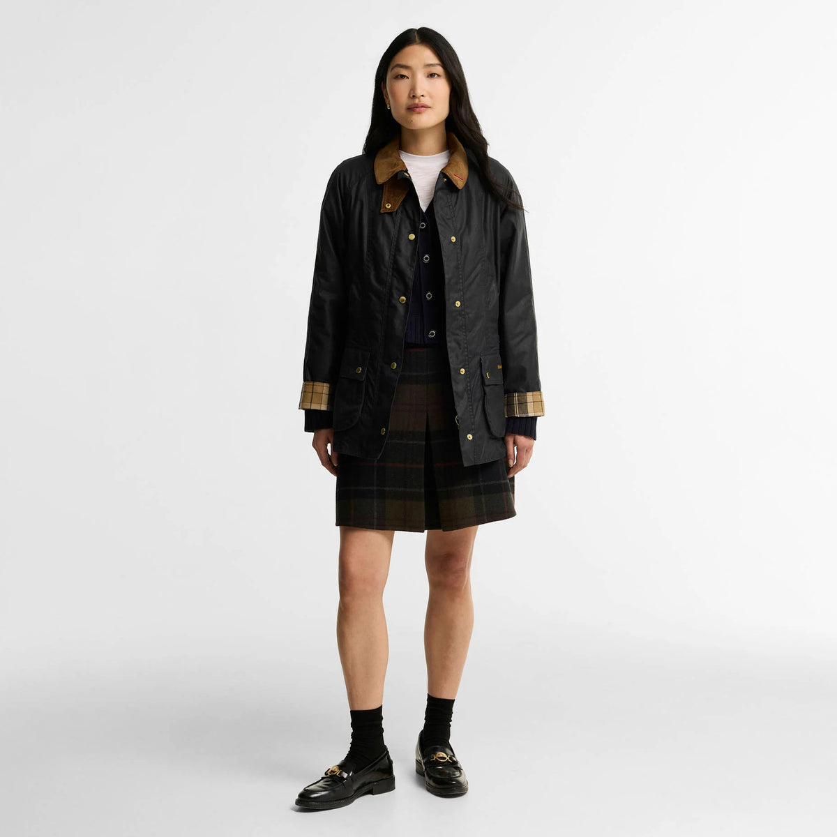 Barbour Womens Icons Beadnell Wax Jacket Navy / Birchwood