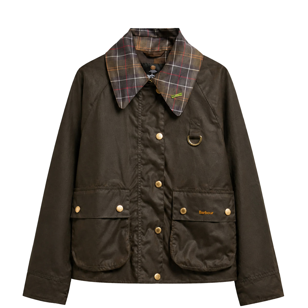 Barbour Womens Icons Tartan Collar Spey Wax Jacket Olive / Classic