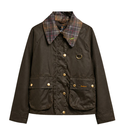 Barbour Womens Icons Tartan Collar Spey Wax Jacket Olive / Classic