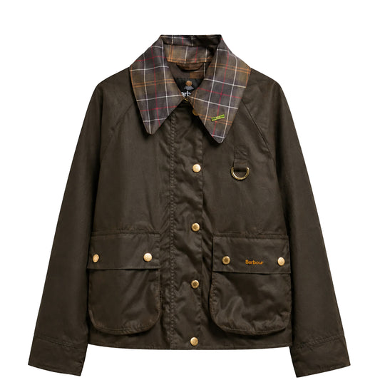 Barbour Womens Icons Tartan Collar Spey Wax Jacket Olive / Classic