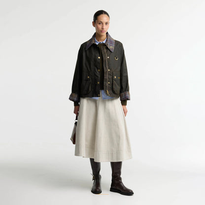 Barbour Womens Icons Tartan Collar Spey Wax Jacket Olive / Classic