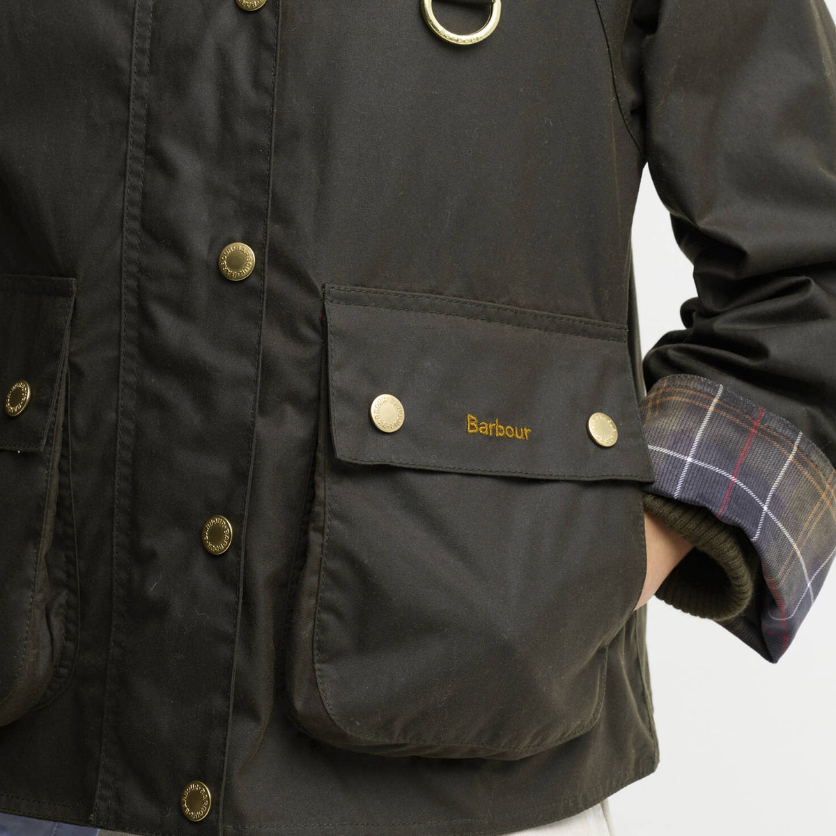 Barbour Womens Icons Tartan Collar Spey Wax Jacket Olive / Classic