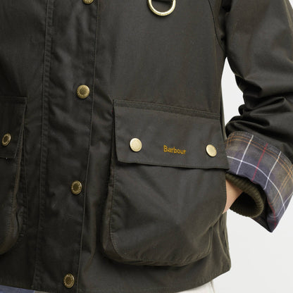 Barbour Womens Icons Tartan Collar Spey Wax Jacket Olive / Classic