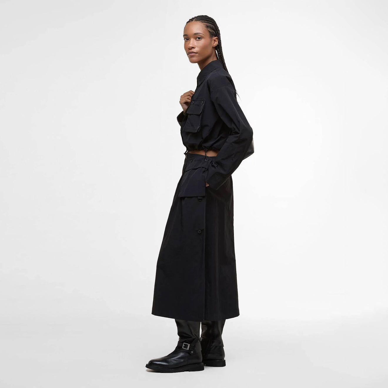 Barbour Womens Imelda Midi Skirt Black - The Sporting Lodge