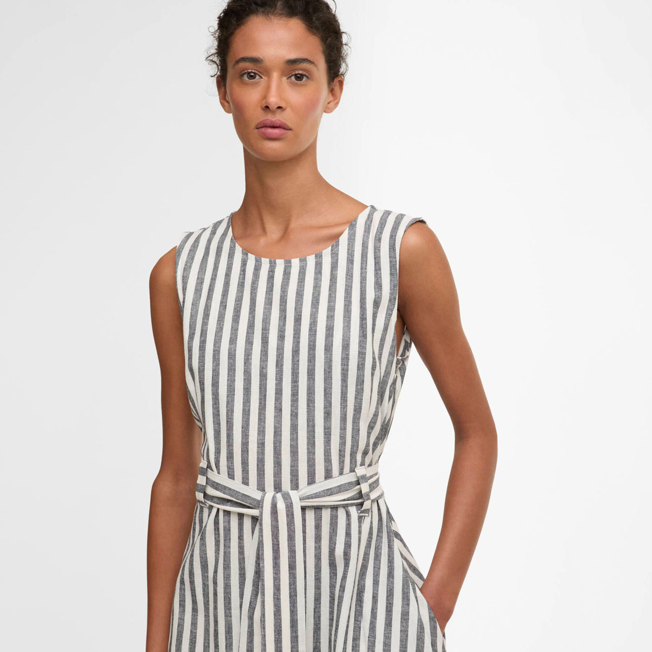 Barbour Womens Inez Midi Dress Dark Navy Stripe