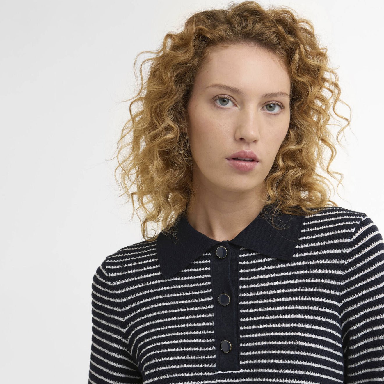Barbour Womens Inez Striped Collared Jumper Dark Navy Stripe - The Sporting Lodge