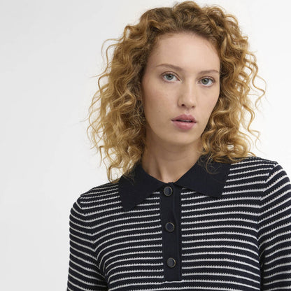 Barbour Womens Inez Striped Collared Jumper Dark Navy Stripe - The Sporting Lodge
