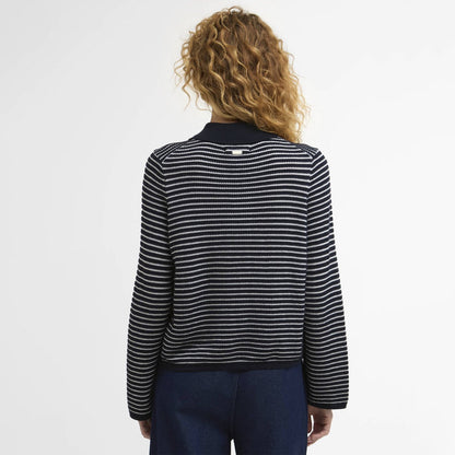 Barbour Womens Inez Striped Collared Jumper Dark Navy Stripe - The Sporting Lodge