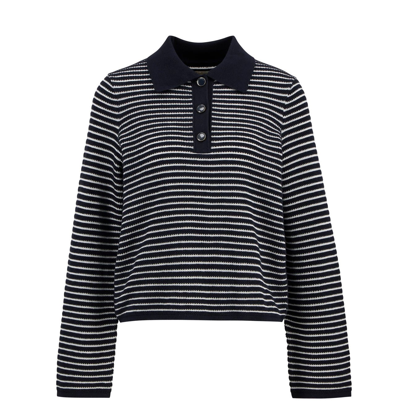 Barbour Womens Inez Striped Collared Jumper Dark Navy Stripe - The Sporting Lodge
