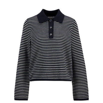 Barbour Womens Inez Striped Collared Jumper Dark Navy Stripe - The Sporting Lodge