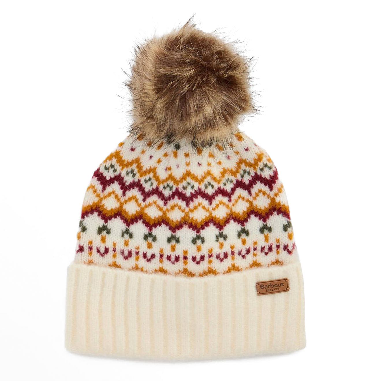 Barbour Womens Kingsford Fair Isle Beanie Hat Cloud