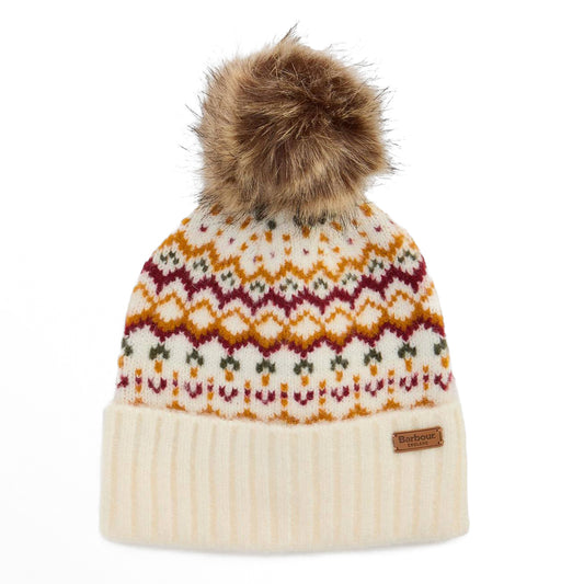 Barbour Womens Kingsford Fair Isle Beanie Hat Cloud