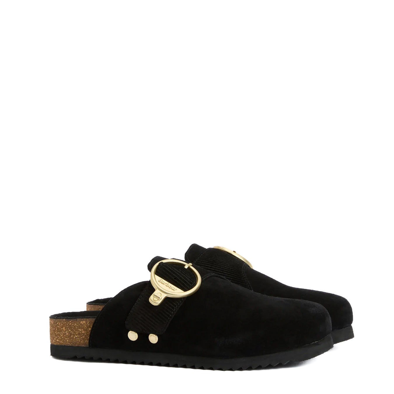 Barbour Womens Kyra Closed Toe Sandal Black Suede