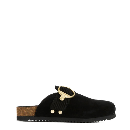 Barbour Womens Kyra Closed Toe Sandal Black Suede