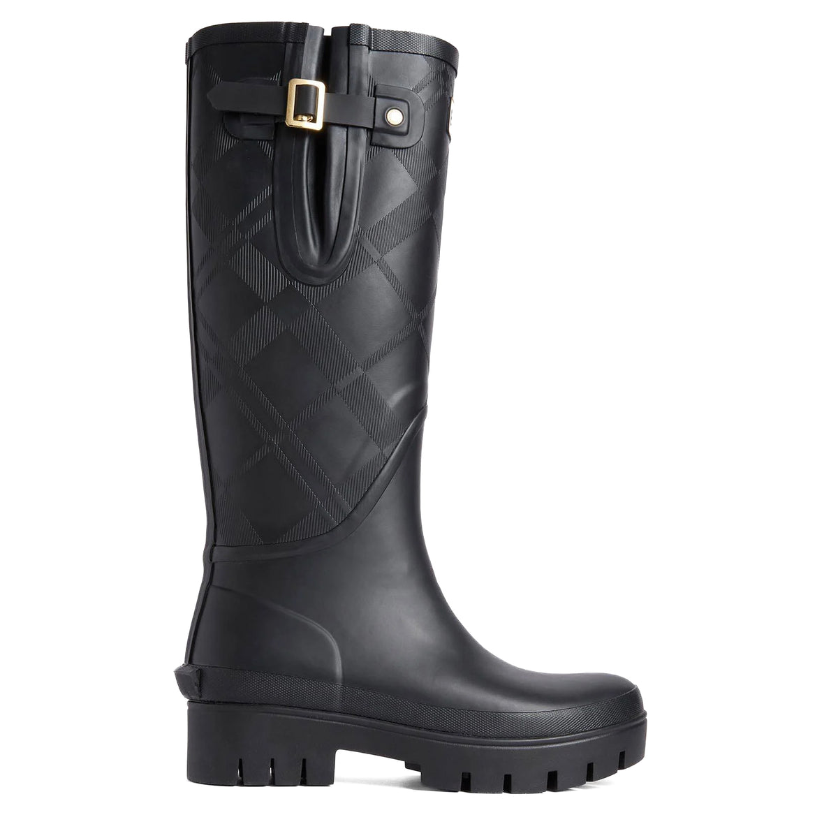Barbour Womens Leighton Tartan Tall Wellington Black