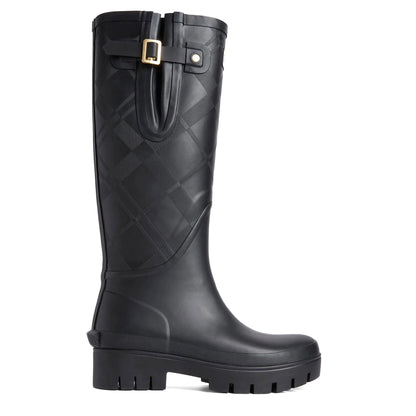 Barbour Womens Leighton Tartan Tall Wellington Black
