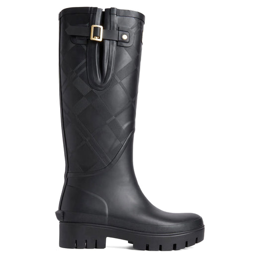 Barbour Womens Leighton Tartan Tall Wellington Black