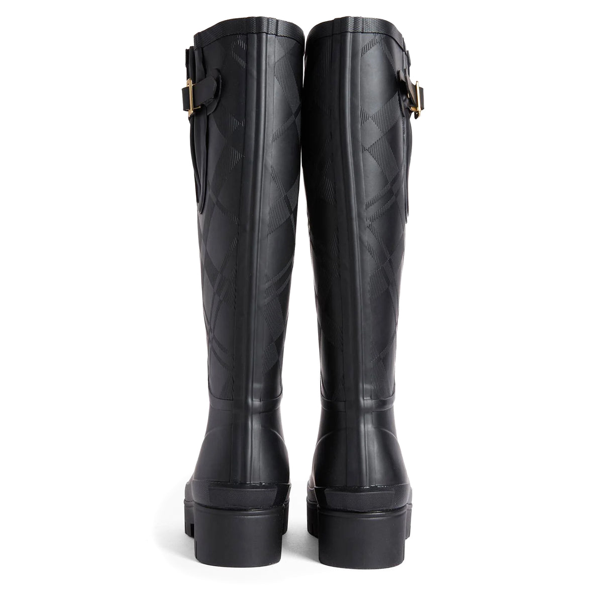 Barbour Womens Leighton Tartan Tall Wellington Black