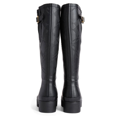 Barbour Womens Leighton Tartan Tall Wellington Black
