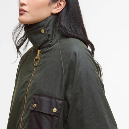 Barbour Womens Luella Waxed Jacket Fern/Ancient Tartan - The Sporting Lodge