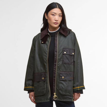 Barbour Womens Luella Waxed Jacket Fern/Ancient Tartan - The Sporting Lodge