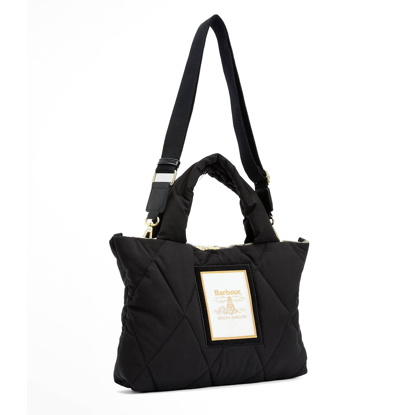 Barbour Womens Mariah Quilted Mini Tote Bag Black/Ancient