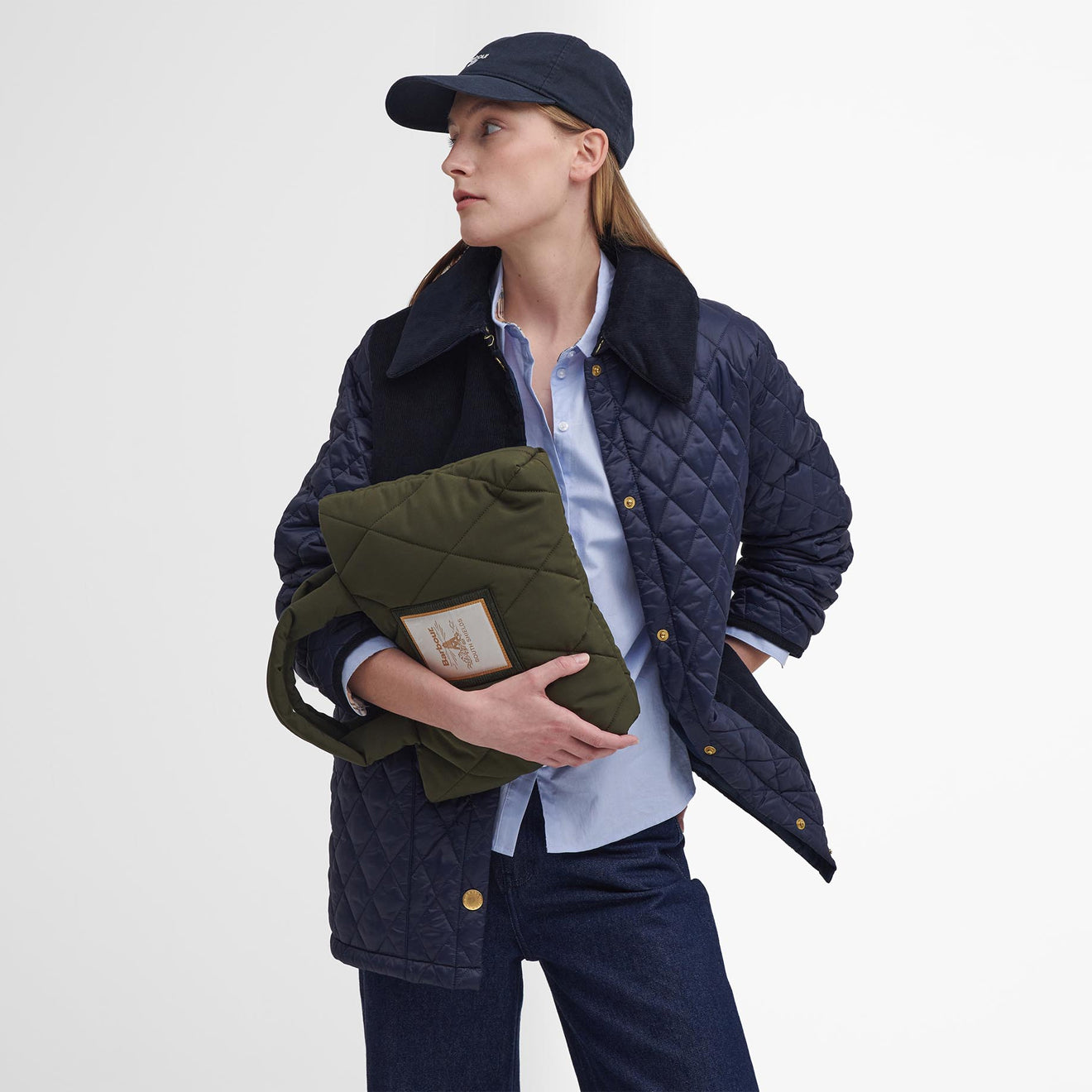 Barbour Womens Mariah Quilted Mini Tote Bag Olive