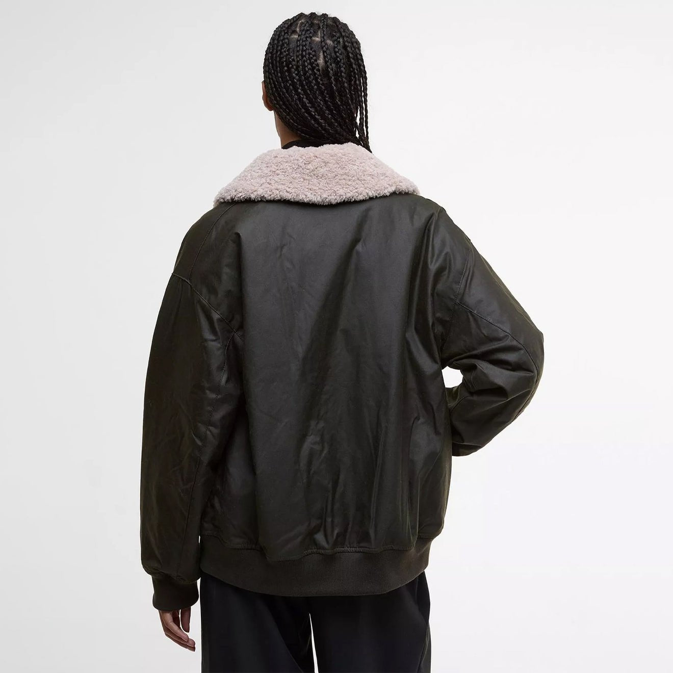 Barbour Womens Maxine Waxed Bomber Jacket Archive Olive - The Sporting Lodge