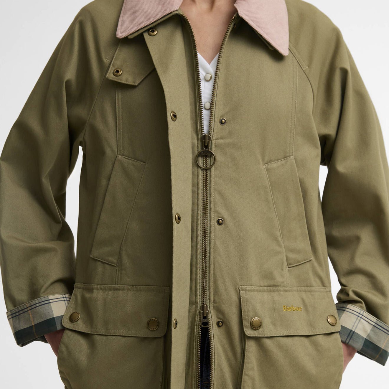 Barbour Womens Modern Beadnell Casual Jacket Bleached Olive / Ancient / Gardenia