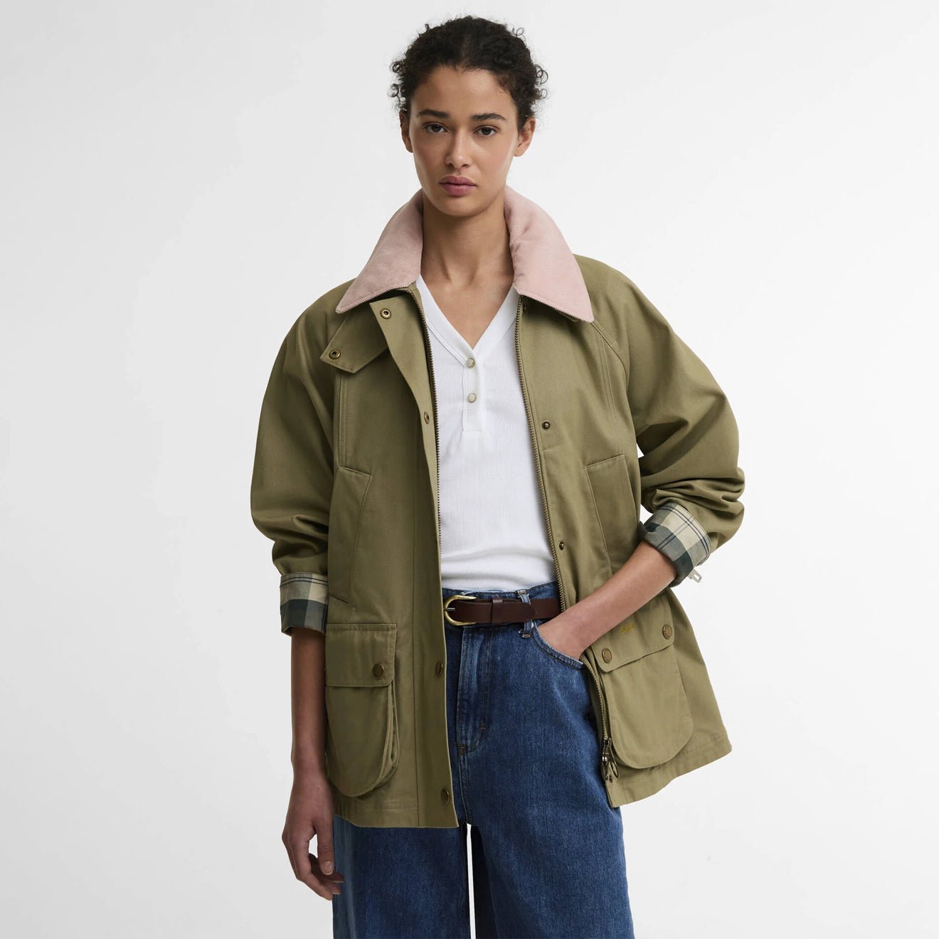 Barbour Womens Modern Beadnell Casual Jacket Bleached Olive / Ancient / Gardenia