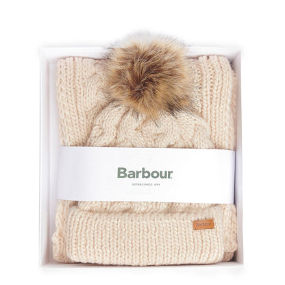 Barbour Womens Penshaw Beanie & Scarf Gift Set Blush Pink - The Sporting Lodge