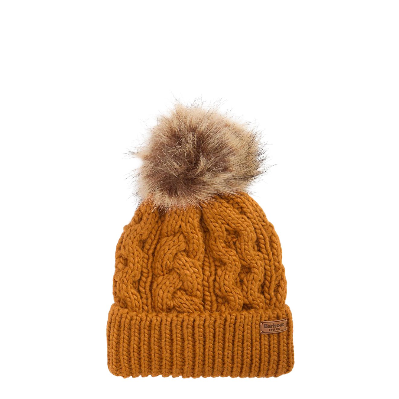 Barbour Womens Penshaw Cable-Knit Beanie Hat Mustard – The  display picture 3