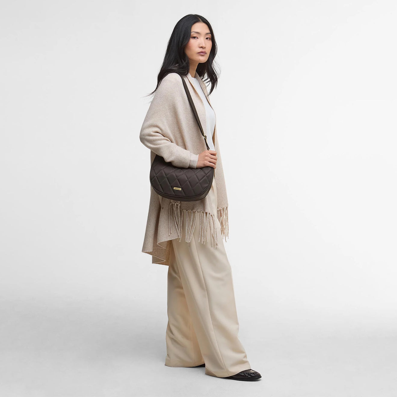 Barbour Womens Quilted Sling Shoulder Bag Olive