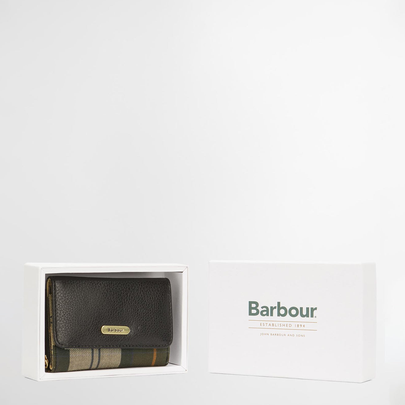 Barbour Womens Rosa Leather French Purse Black/Ancient