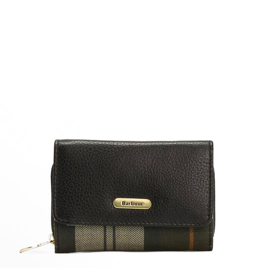 Barbour Womens Rosa Leather French Purse Black/Ancient