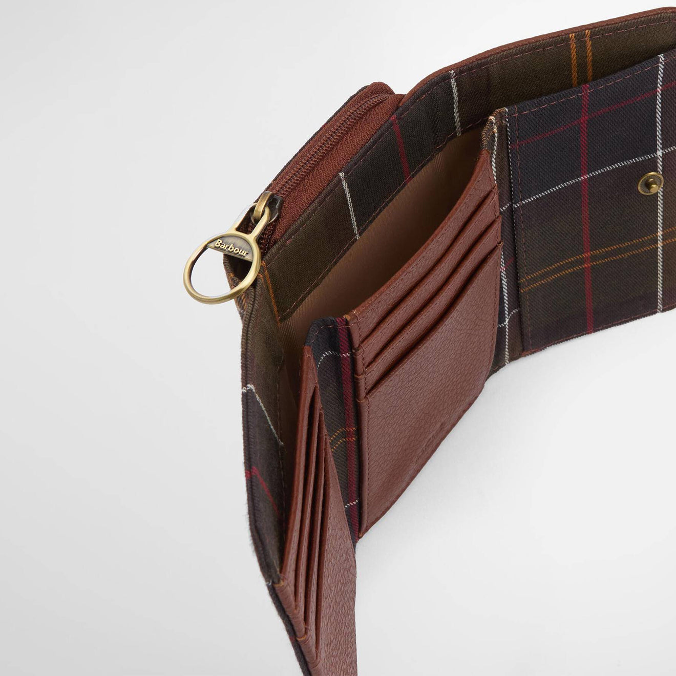 Barbour Womens Rosa Leather French Purse Brown/Classic Tartan