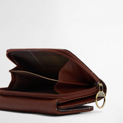 Barbour Womens Rosa Leather French Purse Brown/Classic Tartan