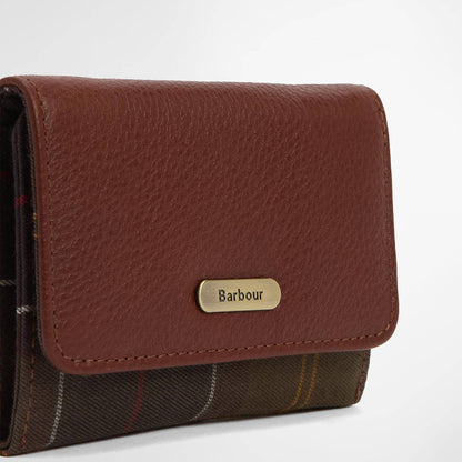 Barbour Womens Rosa Leather French Purse Brown/Classic Tartan