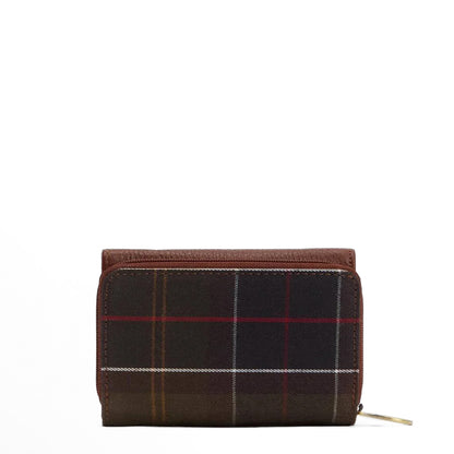 Barbour Womens Rosa Leather French Purse Brown/Classic Tartan