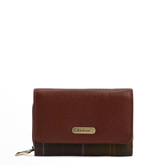 Barbour Womens Rosa Leather French Purse Brown/Classic Tartan