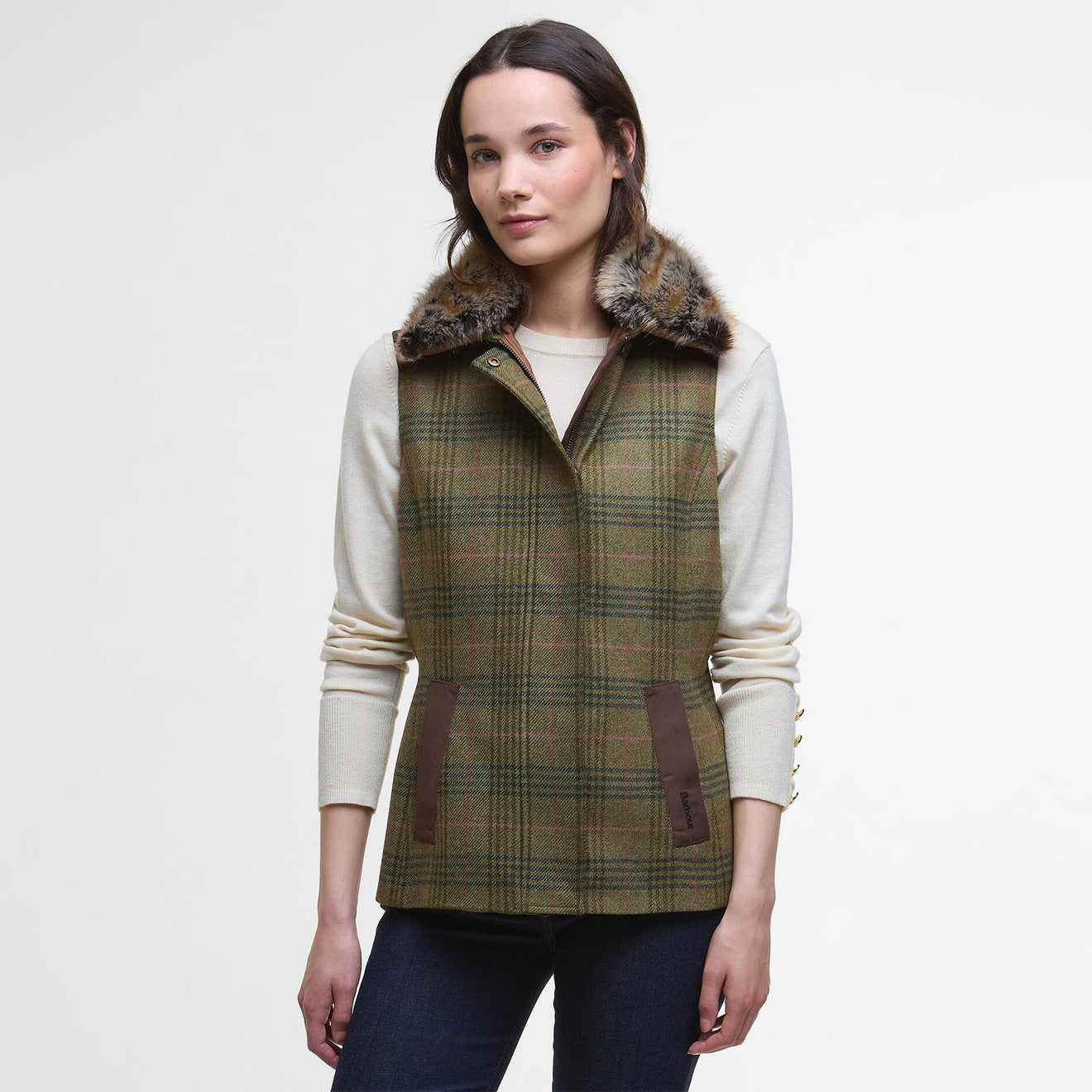 Barbour Womens Rosemary Wool Gilet Arabesque/Brown - The Sporting Lodge