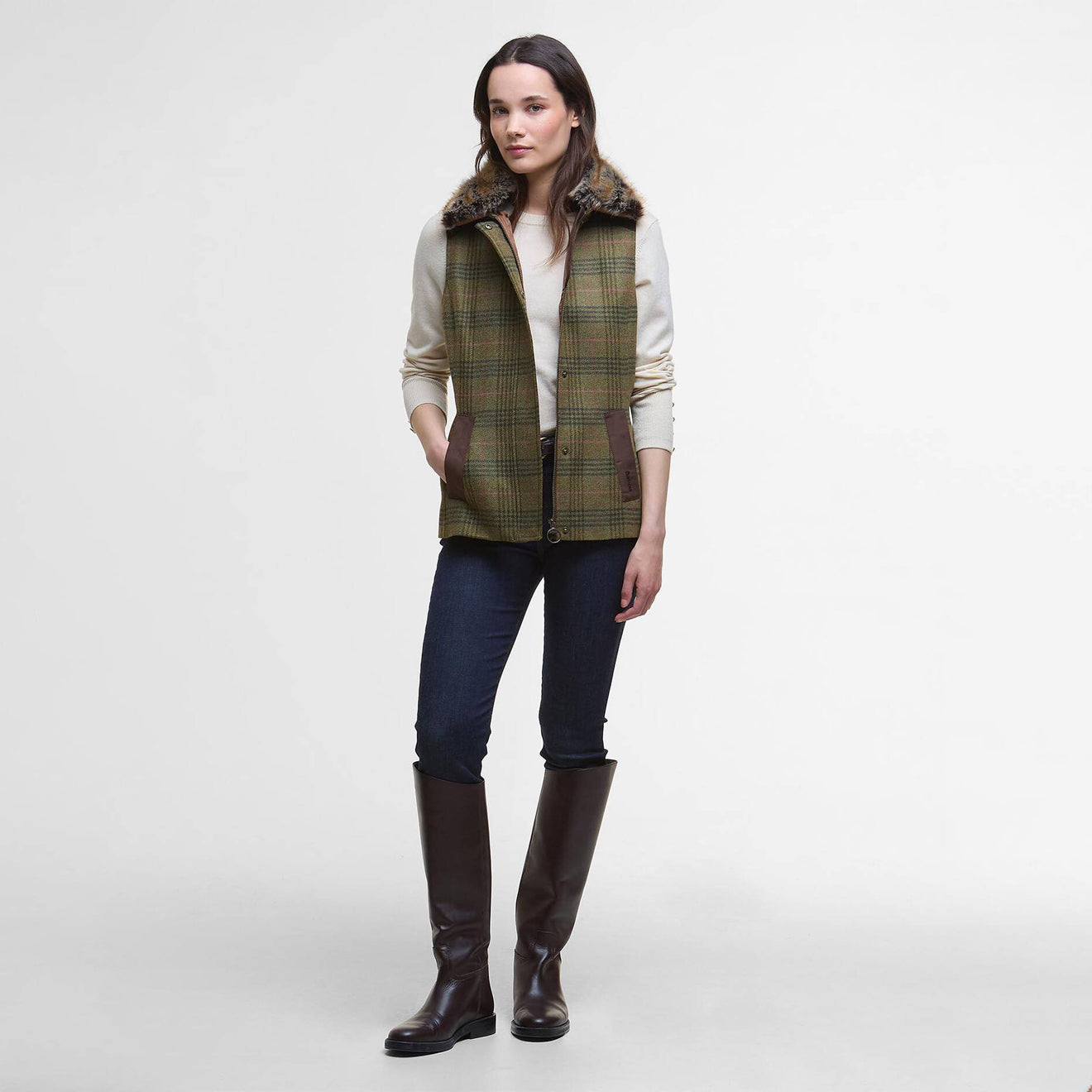 Barbour Womens Rosemary Wool Gilet Arabesque/Brown - The Sporting Lodge