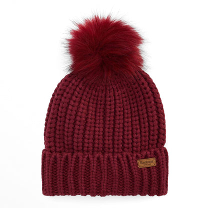 Barbour Womens Saltburn Beanie Hat Biking Red
