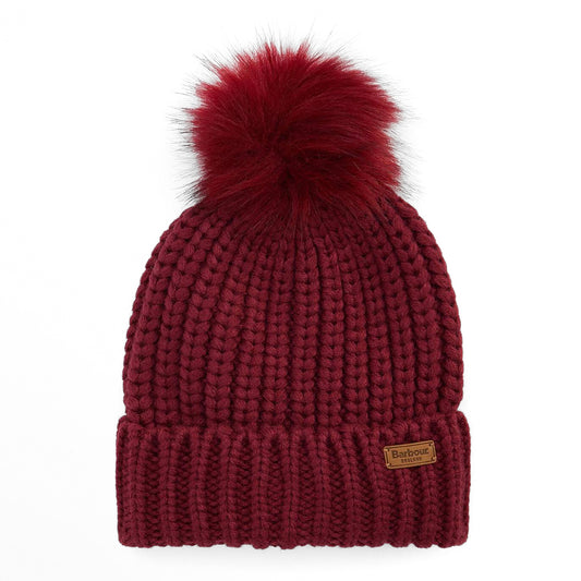 Barbour Womens Saltburn Beanie Hat Biking Red