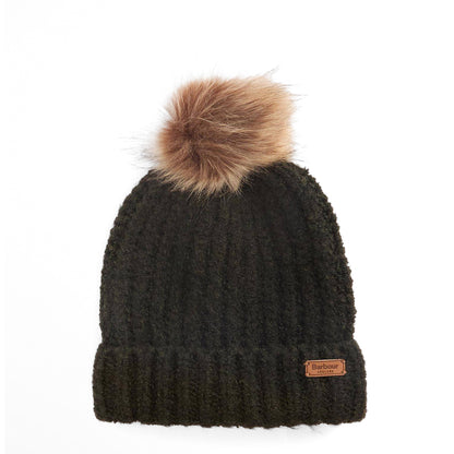 Barbour Womens Saltburn Beanie & Tartan Scarf Gift Set Ancient Loden/Dark Green