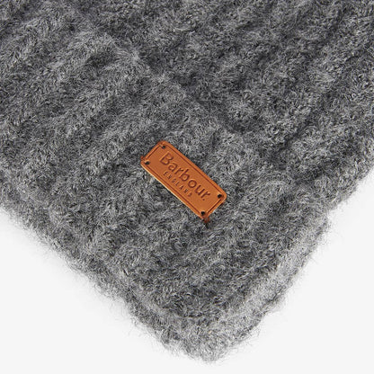 Barbour Womens Saltburn Beanie & Tartan Scarf Gift Set Grey Rose