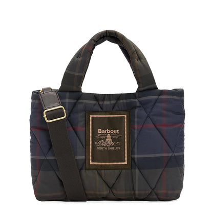 Barbour Womens Tartan Arlene Mini Quilted Tote Bag Shadow Classic Tartan